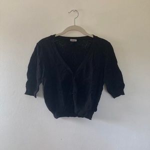 vintage black pointelle cardigan